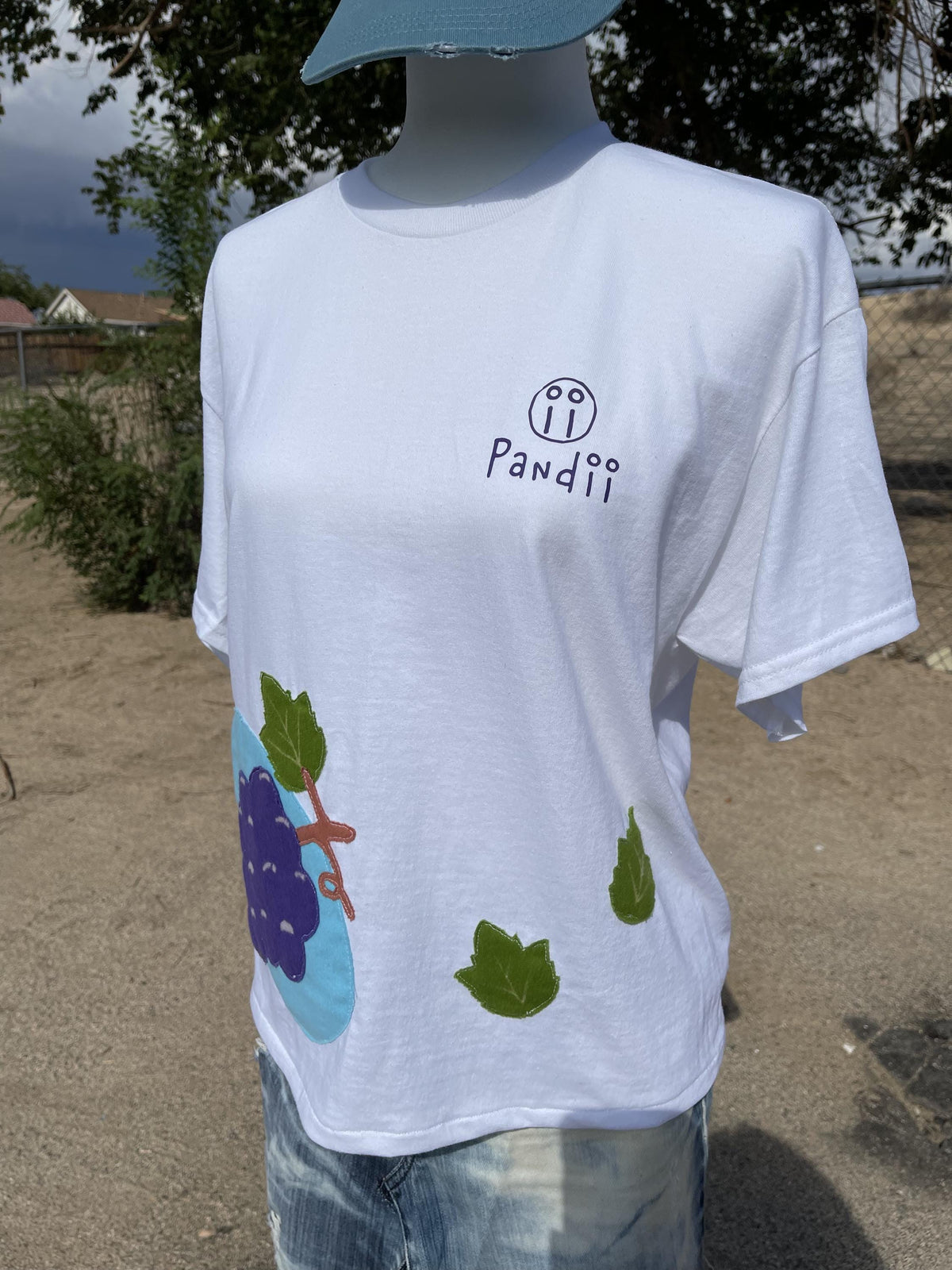 Handmade Cropped Grape Patch T-Shirt
