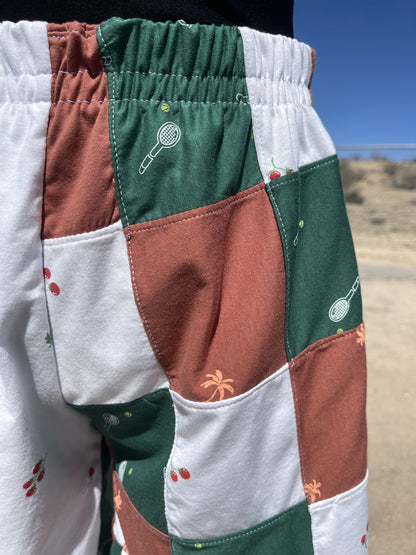 White Patchwork Tennis Shorts