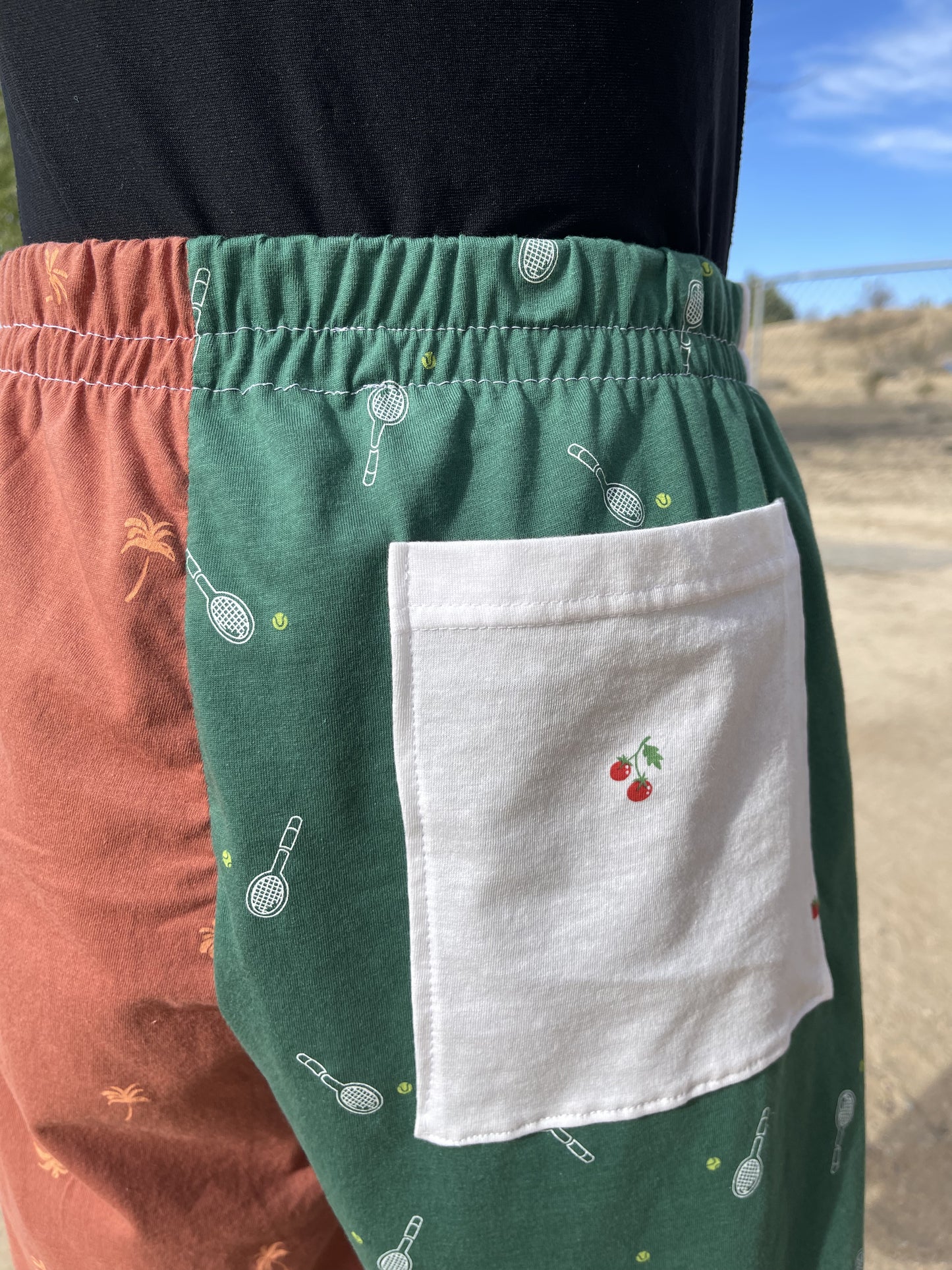 White Patchwork Tennis Shorts
