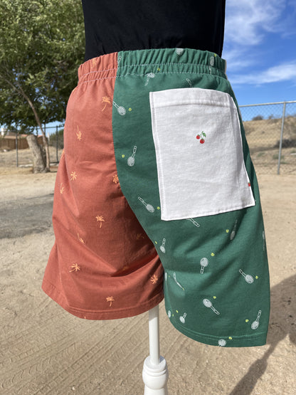 White Patchwork Tennis Shorts