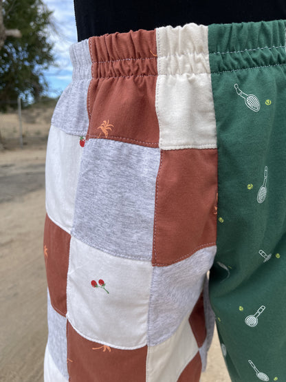 Green & Grey Patchwork Tennis Shorts