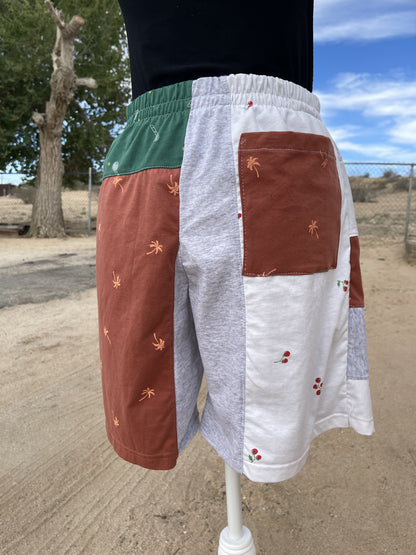 Green & Grey Patchwork Tennis Shorts