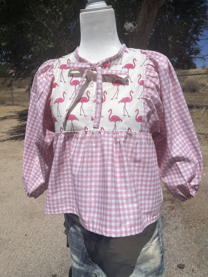 Flamingo Peasant Blouse
