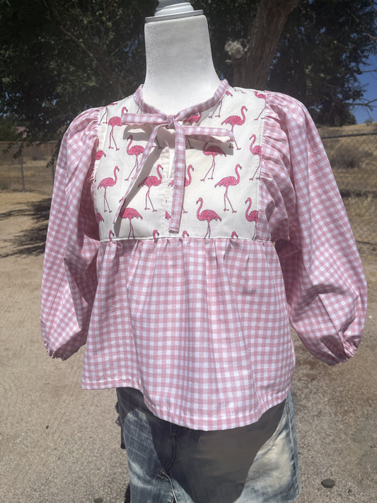 Flamingo Peasant Blouse