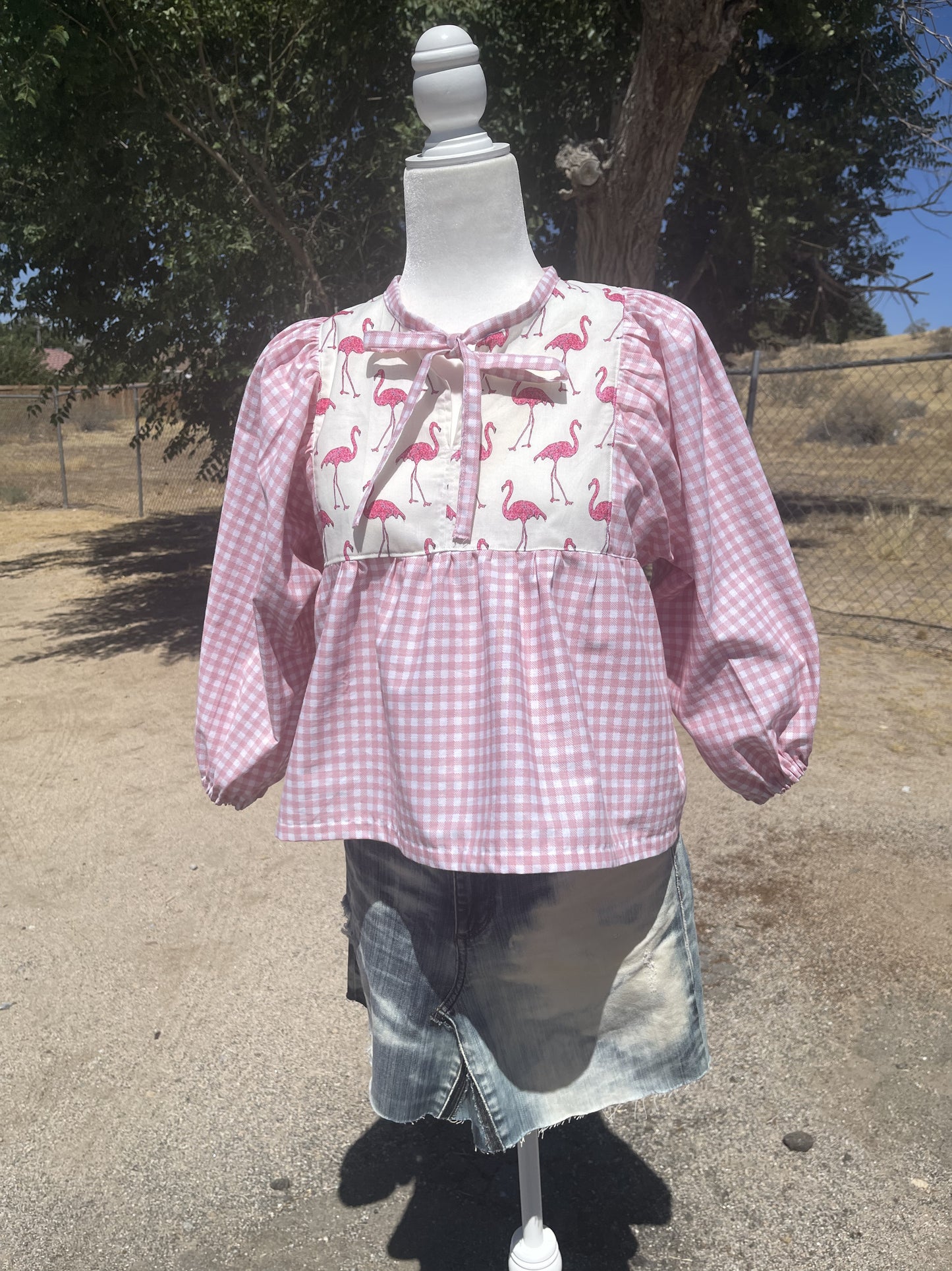 Flamingo Peasant Blouse