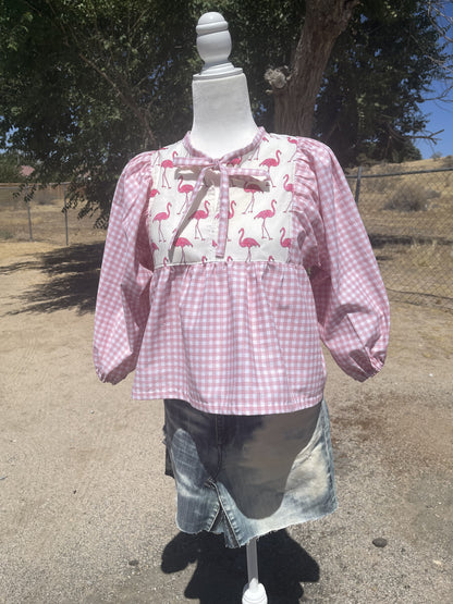 Flamingo Peasant Blouse