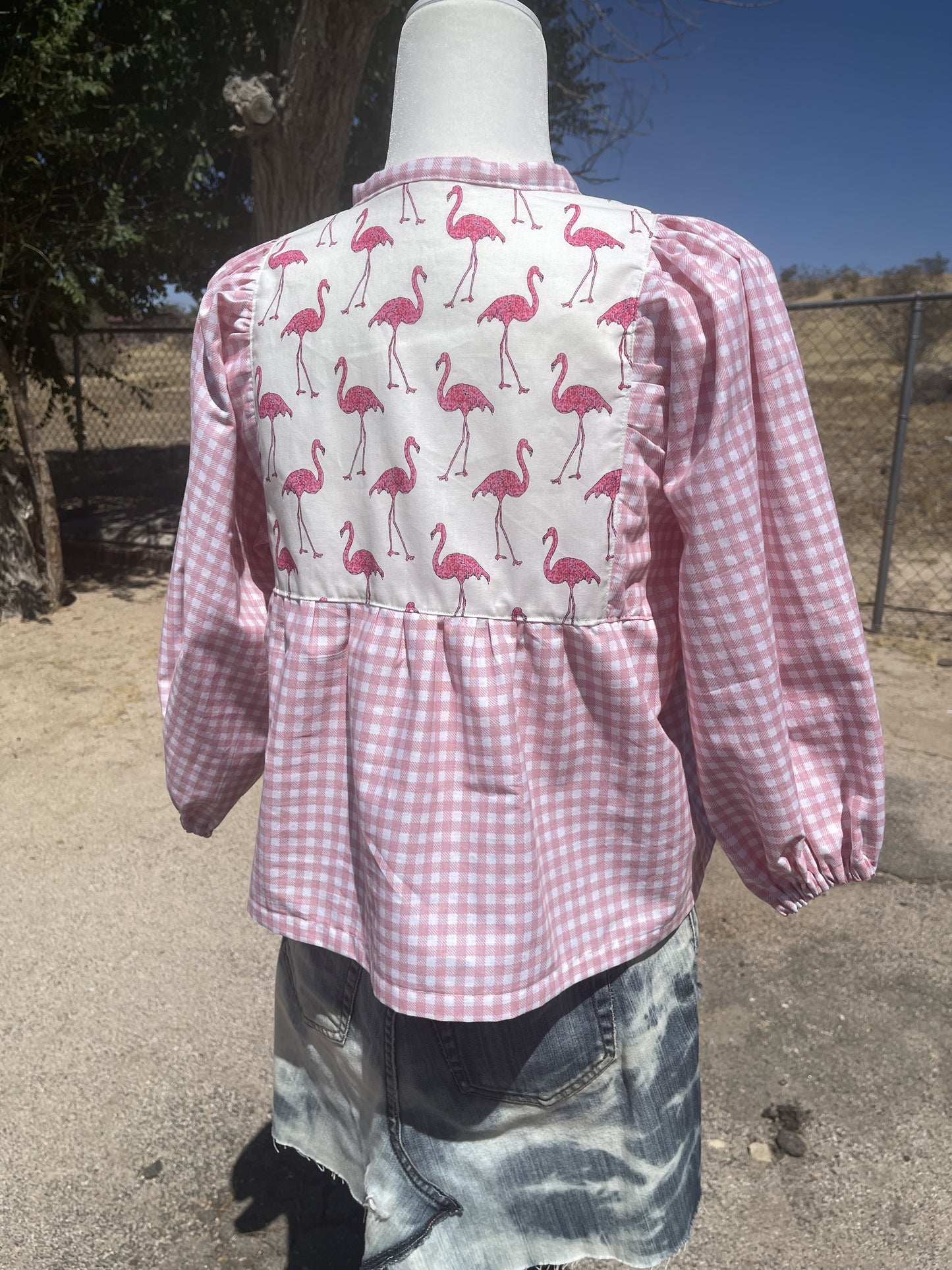 Flamingo Peasant Blouse