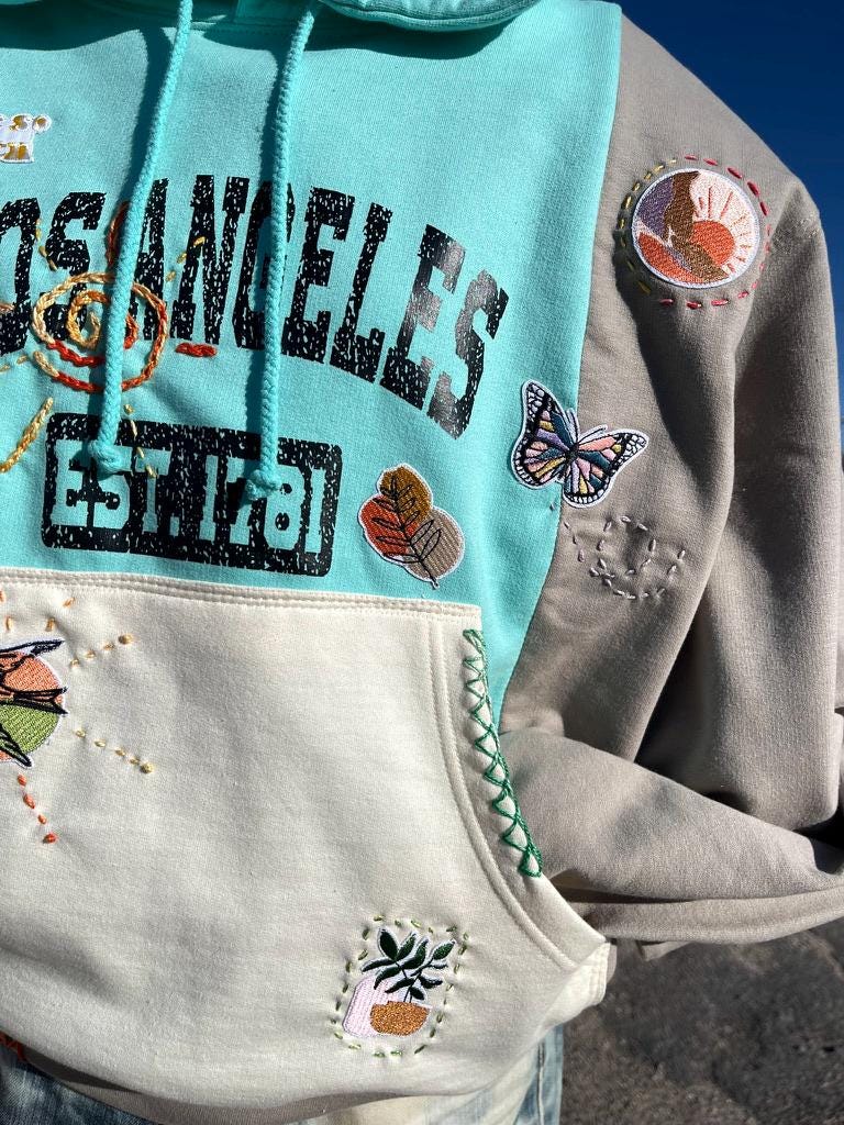 Upcycled LA Hoodie - Blue