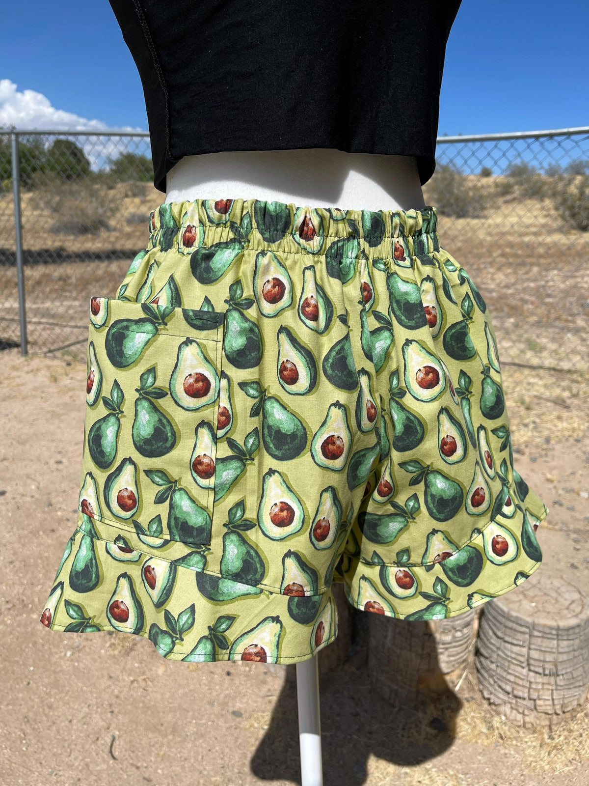 Handmade Avocado Ruffled Shorts