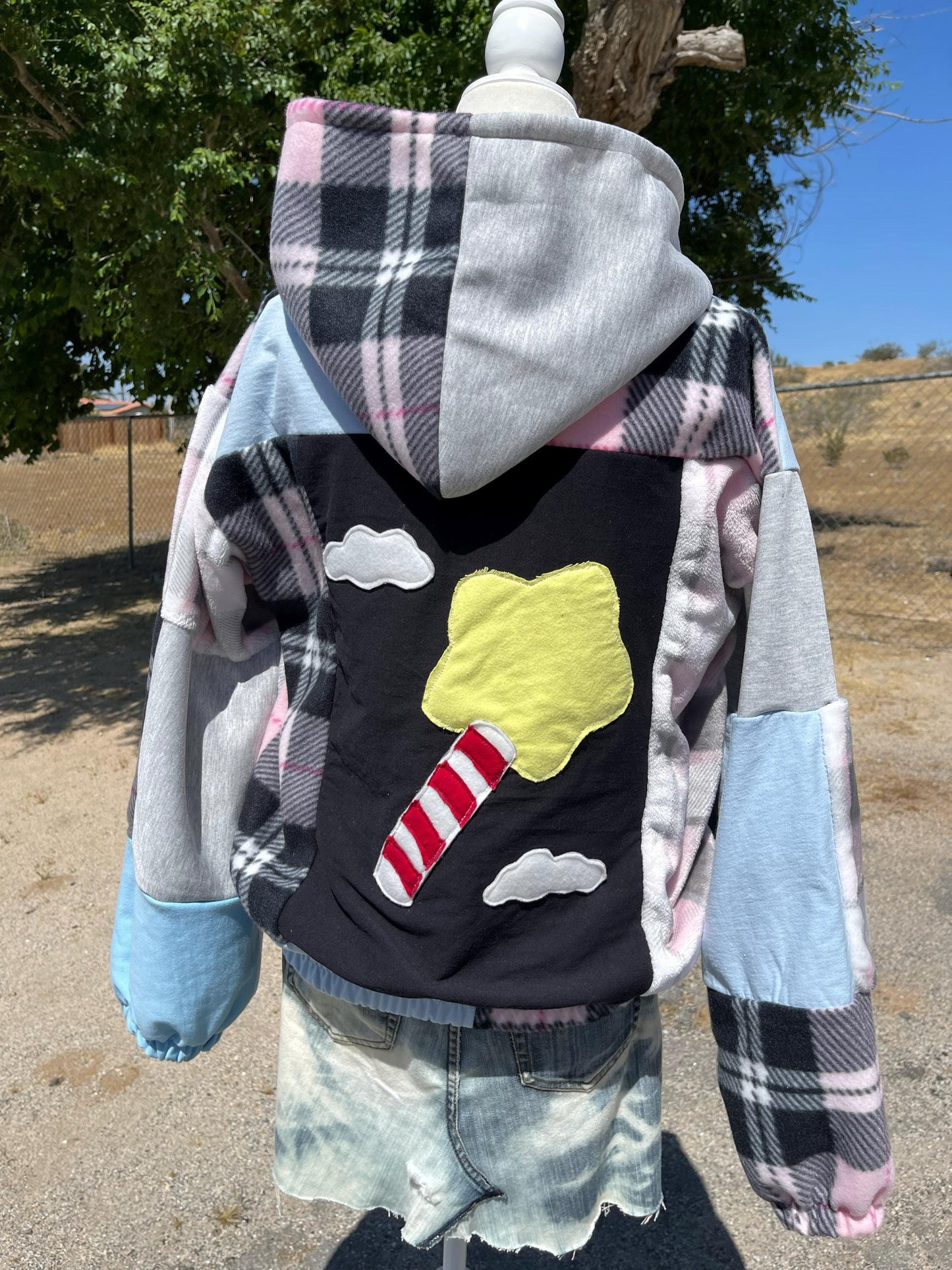 Upcycled Kirby Star Wand Hoodie