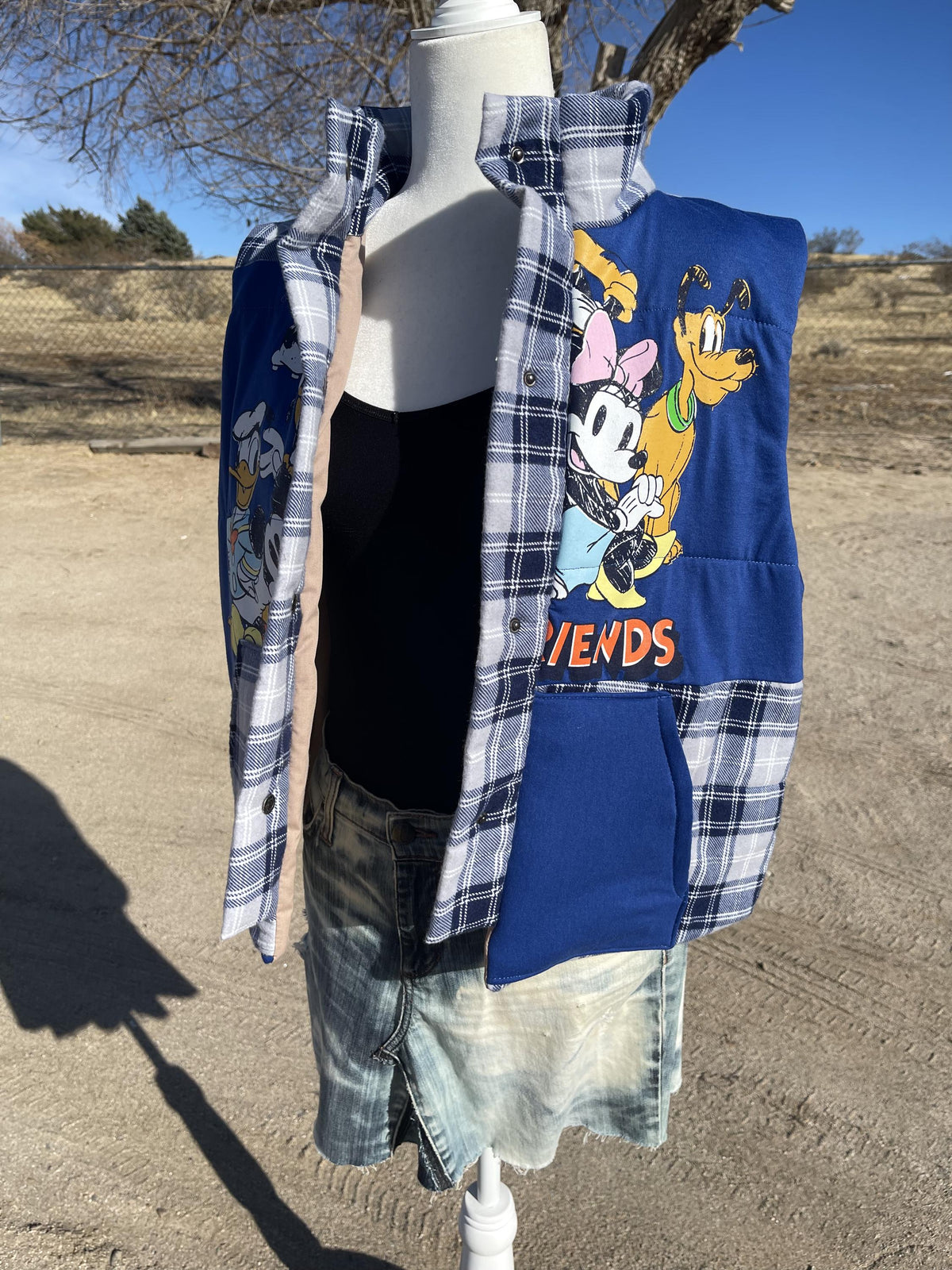 Upcycled Mickey Mouse Puffer Vest