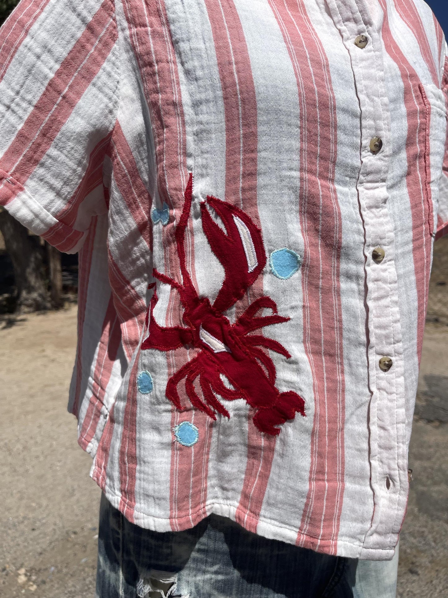 Lobster Patch Cropped Gauze Shirt