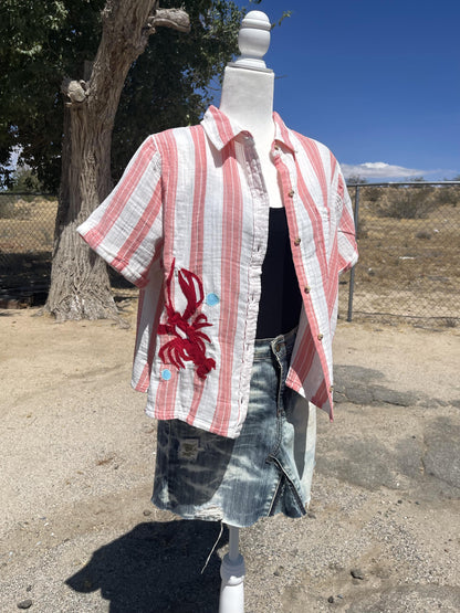 Lobster Patch Cropped Gauze Shirt