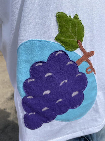 Handmade Cropped Grape Patch T-Shirt