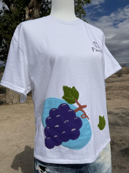 Handmade Cropped Grape Patch T-Shirt