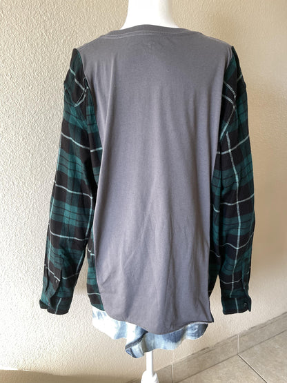 Upcycled Baby Yoda Flannel Shirt