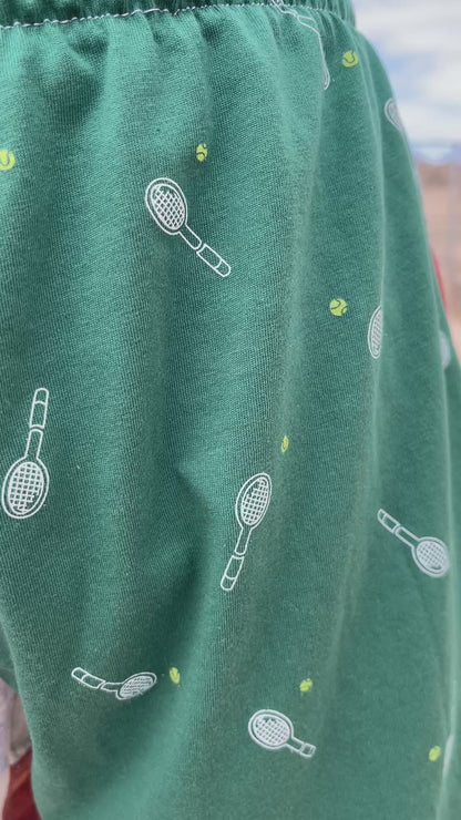 Green & Grey Patchwork Tennis Shorts